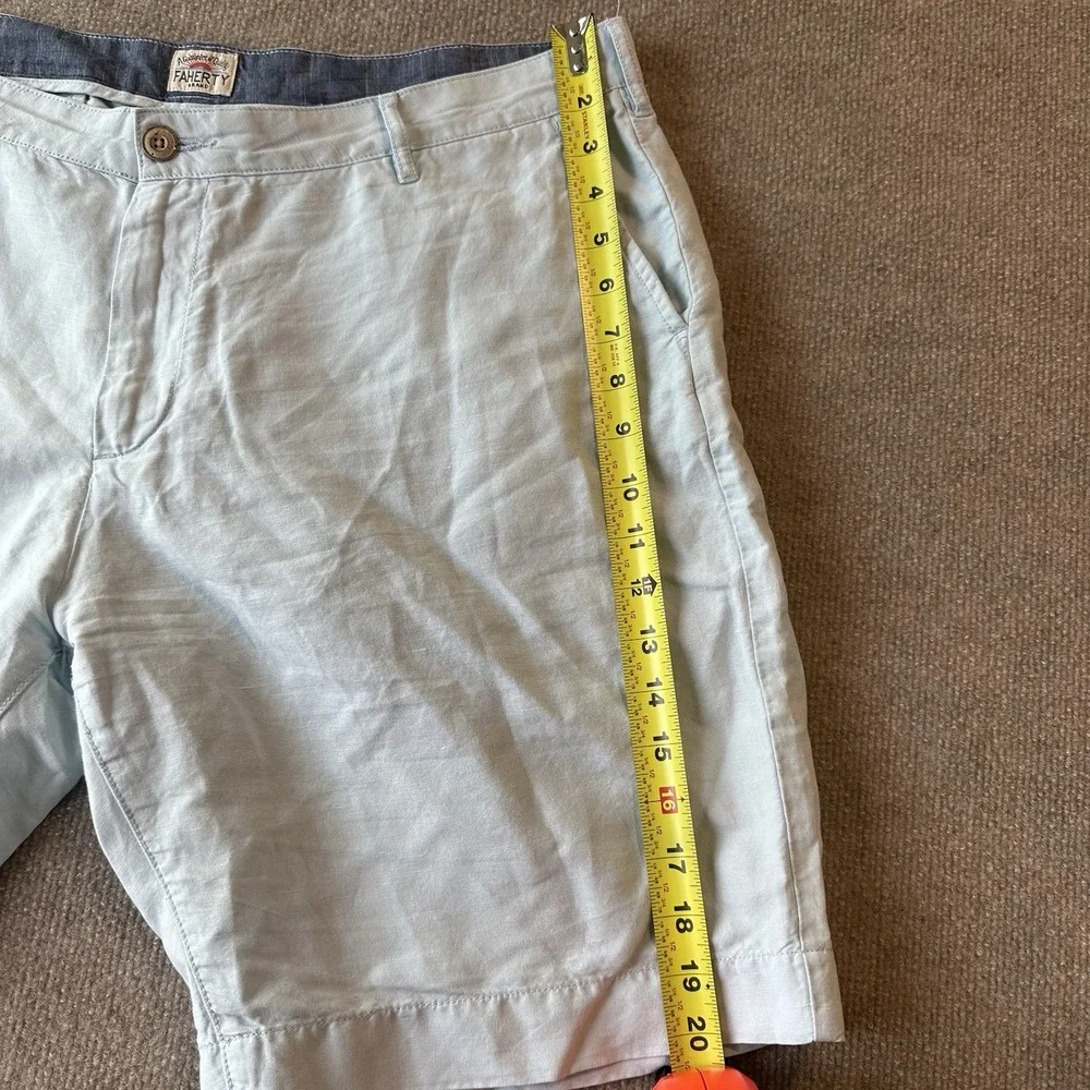 Faherty Shorts Mens 40 Malibu Linen Blend Golf Casual Beige 9